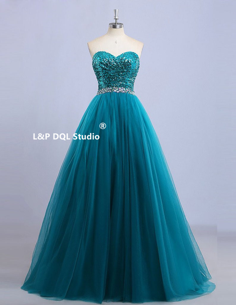 

Romantic Ball Gown Prom Dress Shining Sequins Top Zipper Back Pleats Tulle Peplum Evening Dress Prom Dresses, Rose gold