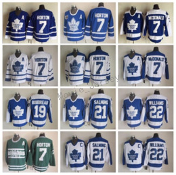 

Toronto Maple Leafs Jerseys Men Vintage Hockey 22 tiger Williams 21 Borje Salming 19 Bruce Boudreau 7 Tim Horton 7 Lanny McDonald, As pic