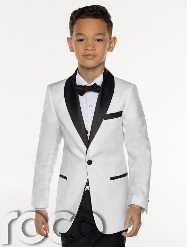 

2018 New Cool White Boy's Tuxedos Cheap Custom Made Kids Wedding Party Tuxedos Boy's Formal Dinner Suit (Jacket+Tie+pants+vest), Ivory