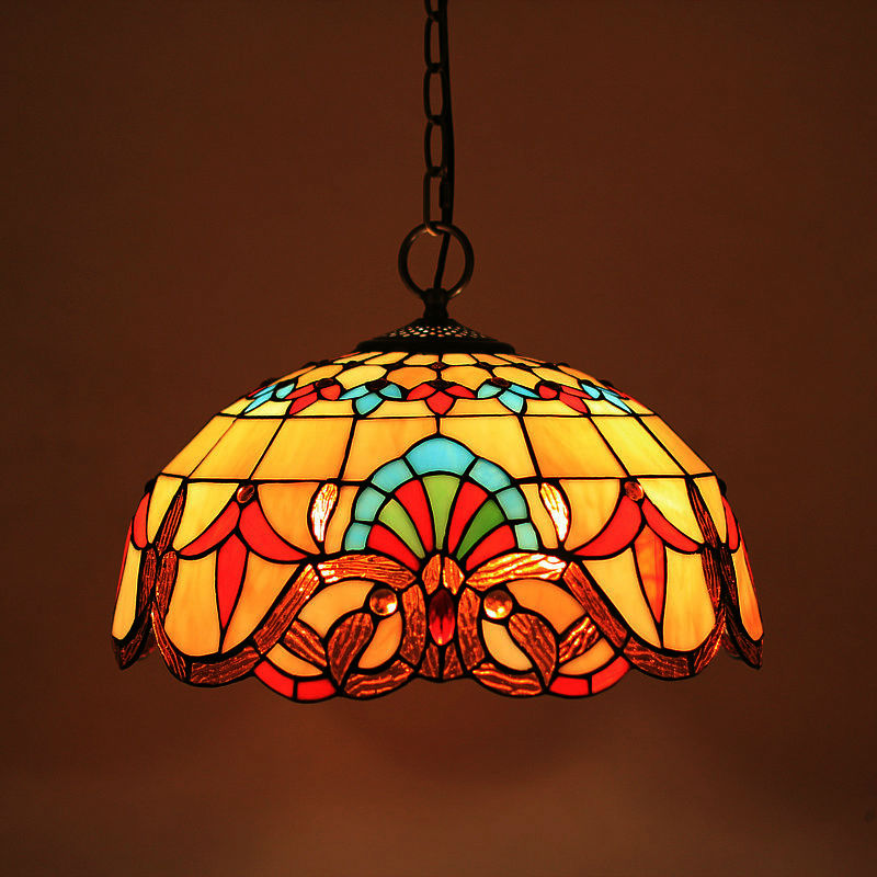 

Stained Glass Suspended Luminaire Tiffany Baroque pendant lights for Home Parlor Dining Room Chain Pendant lamps E27 90-260V