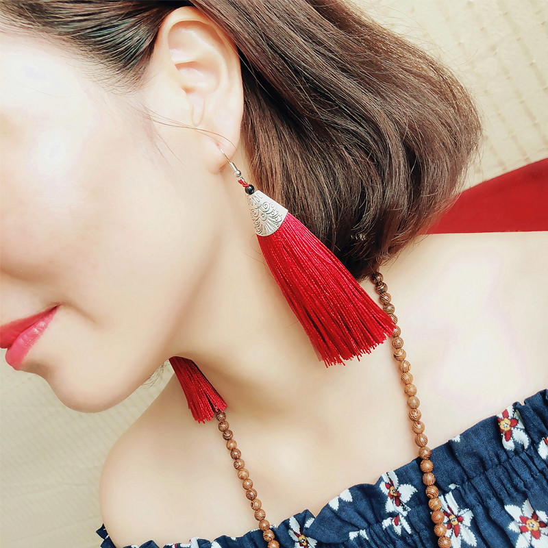 

Fashion Tassel Long Drop Earrings for Women Girl Boho Bohemian Exaggerated Brush Earrings Jewelry