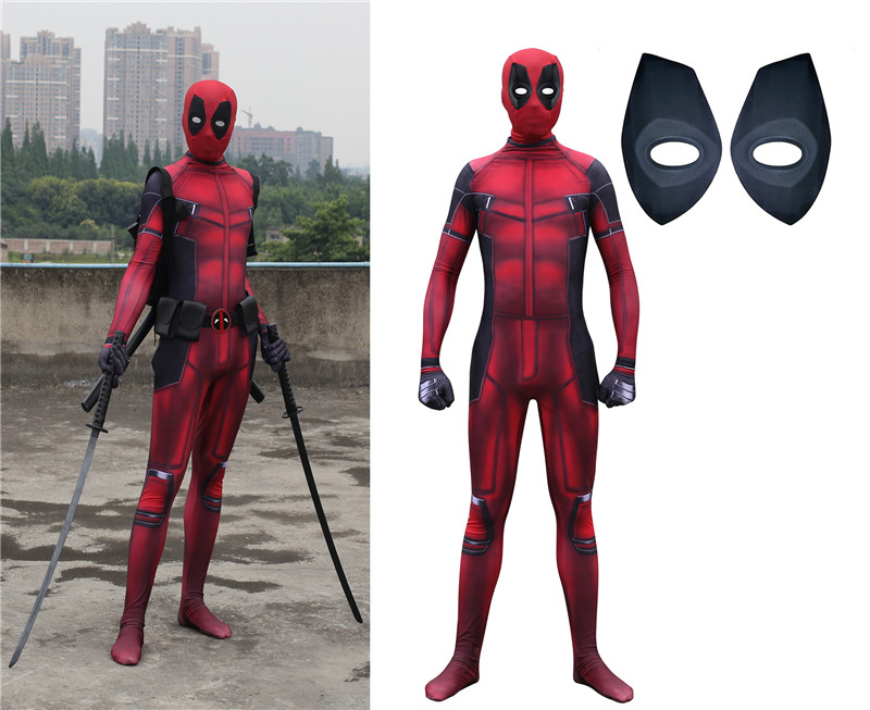 Kid Adult Lycra Catsuit Unisex Deadpool Cosplay Outfit Costume S-XXL