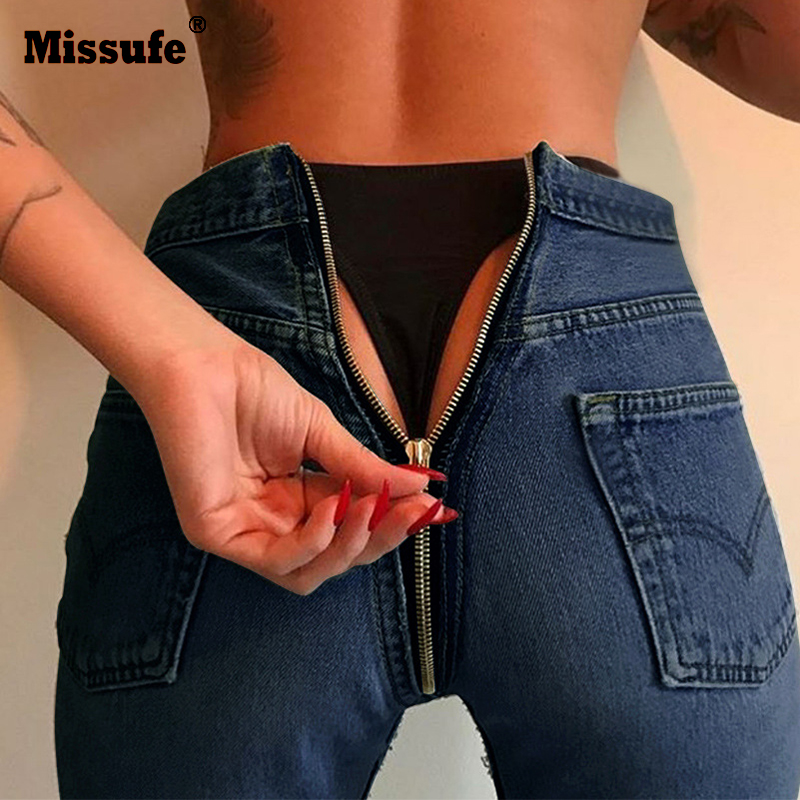 girl back zipper jeans