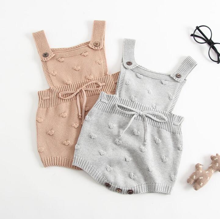 

Ins Infant Baby Knitted Rompers Sweater Suspender Pants Triangle Children Knitwear Overalls Jumpsuits Babies Climb Clothes 13413, Gray