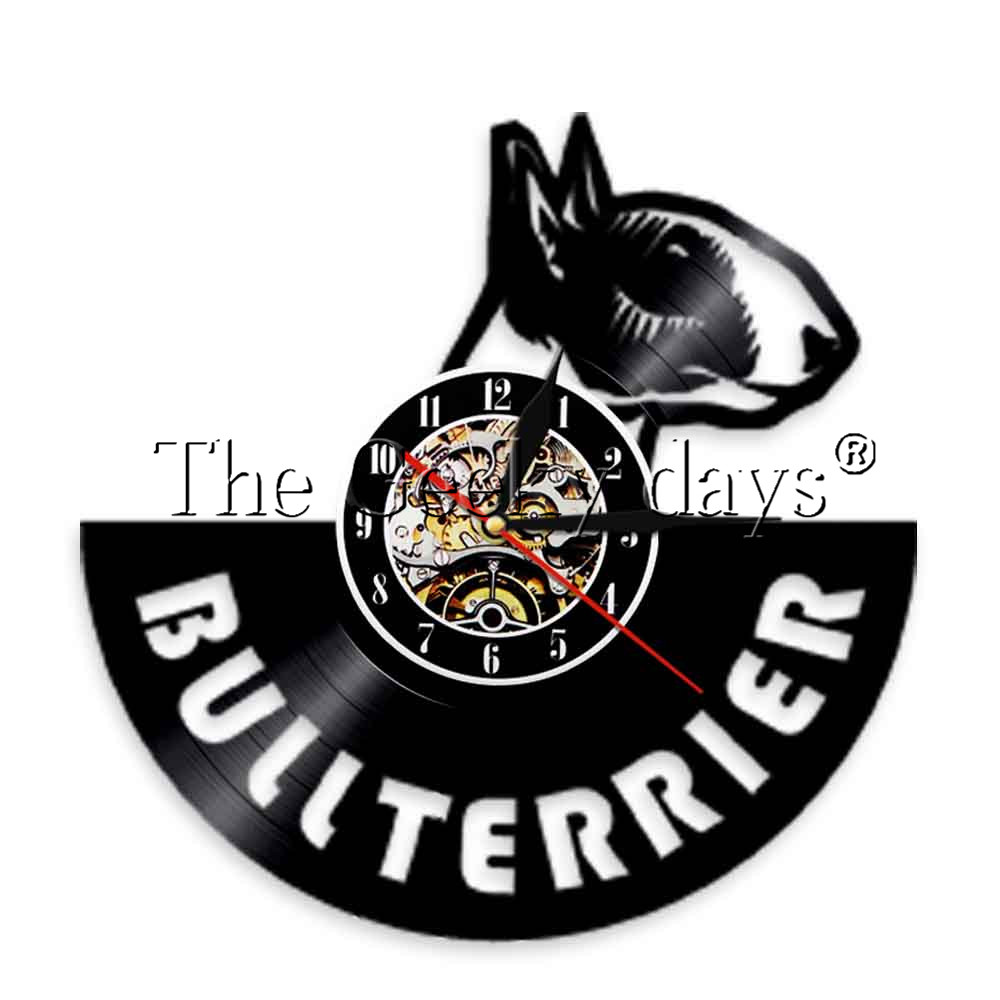 

1Piece English Bullterrier Record Wall Clock Dog Spiral Wall Clock Puppy Doggie Pet Watch Lovers Gift