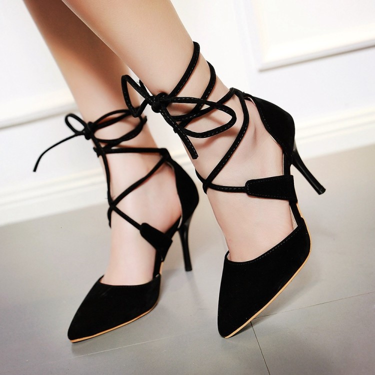 

Sandals Cross Straps Fleece Tip New PU Women's Shoes Big 40 41 42 43 Small 32 33 High Heel 8.5CM Size 31-47, Red