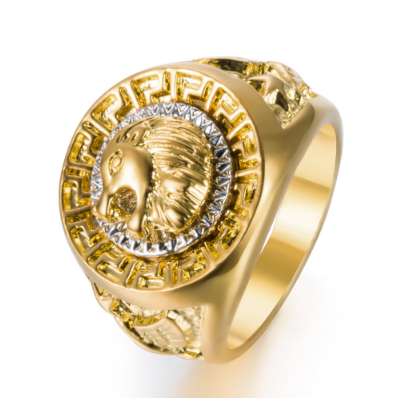 

Fashion Hip Hop Gold Color Finger Ring Men's Punk Style Ring Band Cool Lion Head Ring Male Jewelry #8-13, Golden;silver