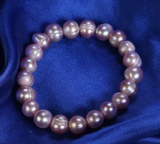 

100% natural Freshwater Irregular Pearl Bracelet Mixed order white / Pink / purple 8-12mm Stretch Bracelet Elastic Bridal Bracelet