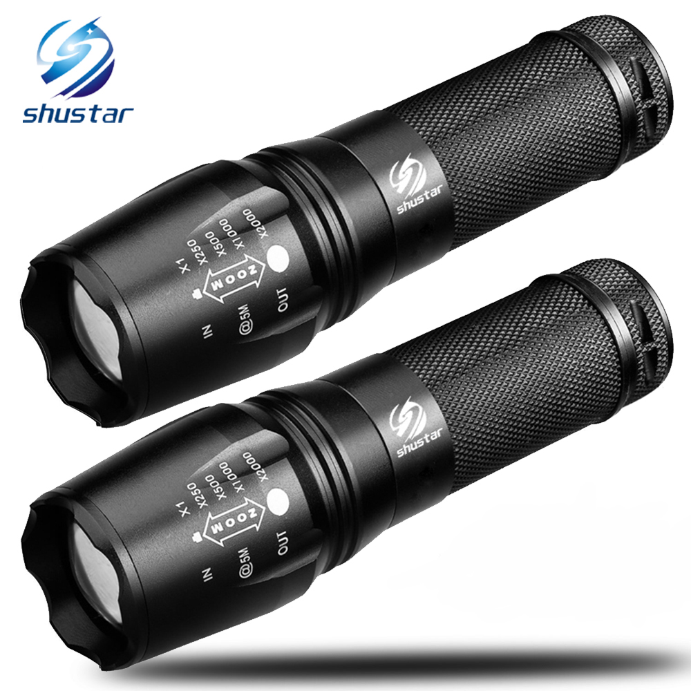 

LED Flashlight XML-T6/L2 8000 lumen torch Zoomable 5 switch mode flashlight torch light with 18650 battery