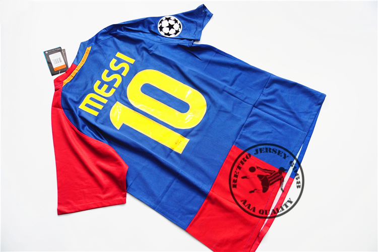 

Free shipping 2008-09 home messi xavi henry puyol david villa retro jersey match deatils player version, Retro home