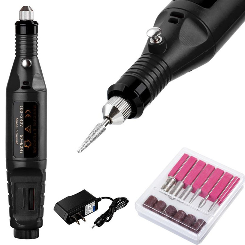 

MENOW 2018 Newly 1SET Nail File Art Electric DRILL File Acrylic Manicure Pedicure Portable Machine Kit Nail Art Set Tool 07.26, As pic