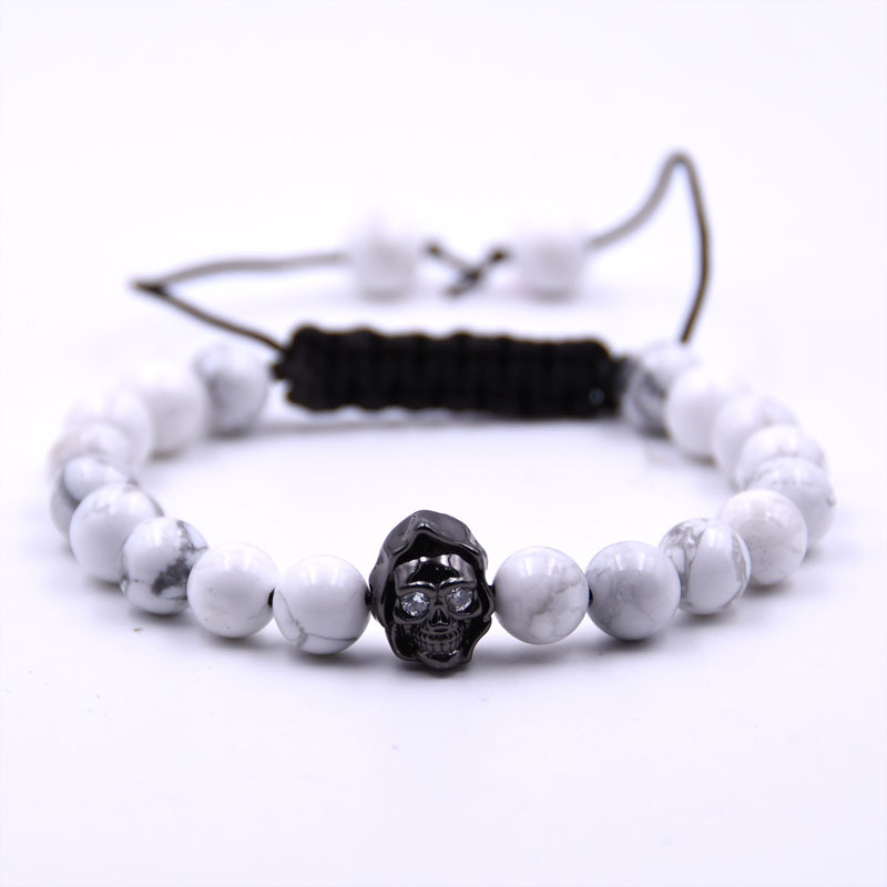 

Hot sale New handmade stone Beads Skull Yoga braided Charm Bracelets Men Women Jewelry Christmas Gift