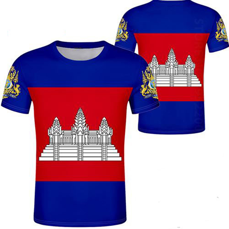 

CAMBODIA t shirt diy free custom made name number khm country t-shirt nation flag kh khmer Cambodian kingdom print photo clothes, 1008