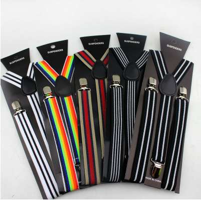 

New fashion men striped suspenders belt 3 Clip-on Men Women Braces straps