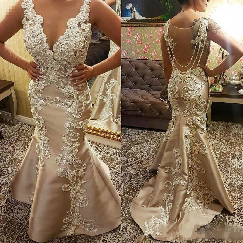 

Elegant Deep V Neck Lace Applique Pearls Evening Gowns Vestidos De Festa Mermaid Stain Formal Prom Party Dresses Beaded Pageant Dress, Dark red