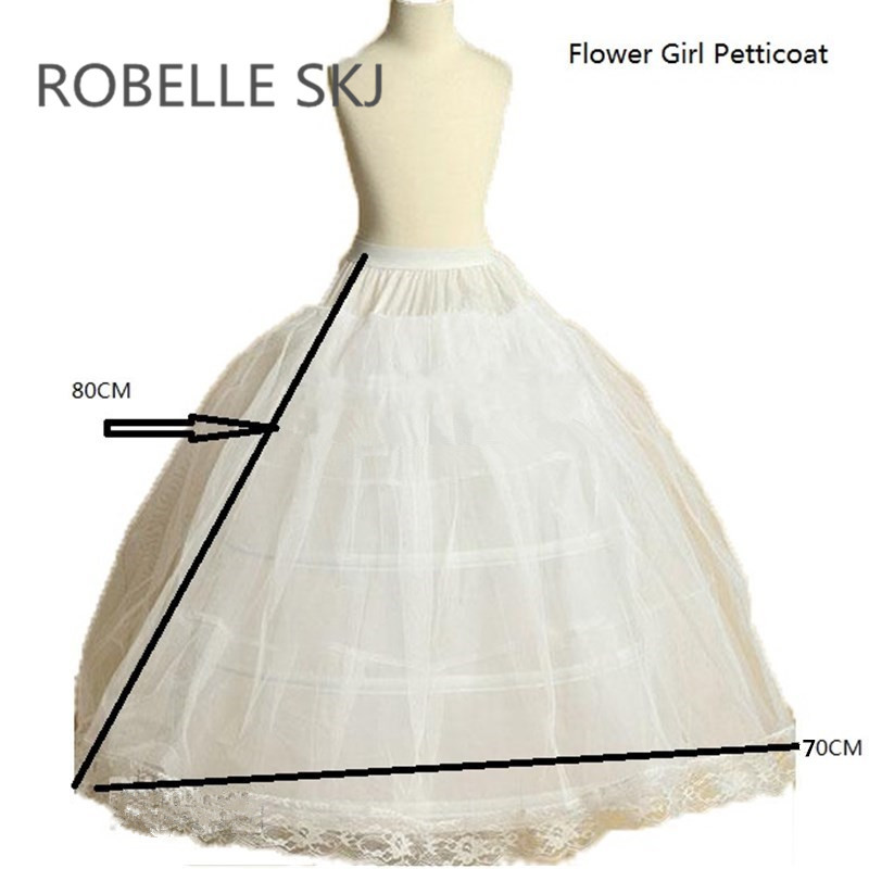 

Flower Girl Petticoat Children Crinoline Underskirt Slip for Little Girl 80cm Long 3-Hoops High Quality Fast Shipping, White