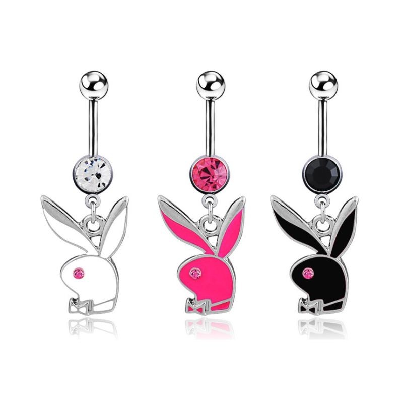 

Cute Rabbit Belly Button Ring Surgical Steel Body Jewelry Piercing Ring Classic Red Eye Bunny navel ring