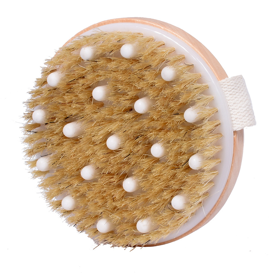 

Dry Brushing Body Brush Natural Bristles Bath Body Brush With Massage Nodules For Lymphatic Drainage Wood Bath Brush