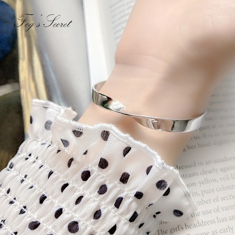 Jewelry Bangles For Women Cool irregular Mobius twisted S925 sterling silver opening adjustable bracelet