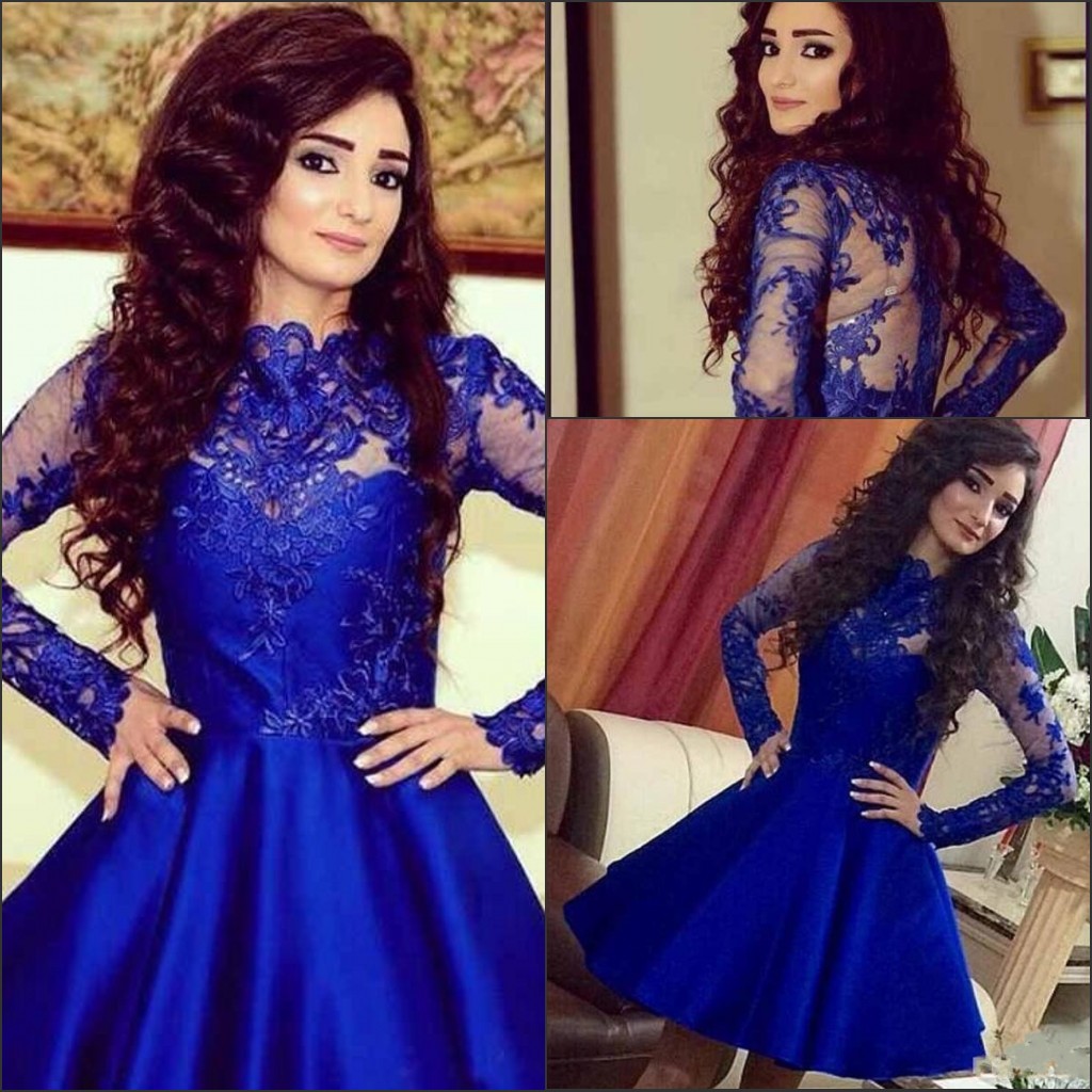 

Royal Blue Short Homecoming Dresses 2018 Long Sleeve Vestido De Festa A-Line Vintage Lace Black Girl Prom arty Gowns Custom, Fuchsia