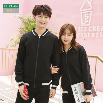 

New Trend Lover Cardigan Baseball Hoodies Custom Printed Casual Sweatshirt Fashion Coat For Autumn Spring, Black