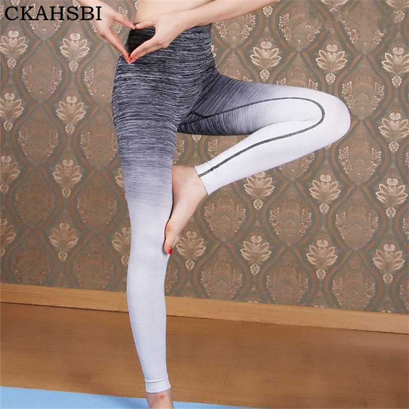 

CKAHSBI Elastic Sports Pants Gym Sports Fitness Women Yoga Legging Yoga Pants Tights Compression Trousers Running Tights, K082 gray