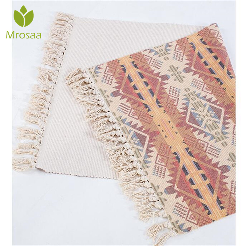 

Nordic Cotton Woven Carpet Tassels 60x130cm Bedroom Rug Bedspread Simple Modern Mat Table Ruuner kitchen Mat Home Decoration