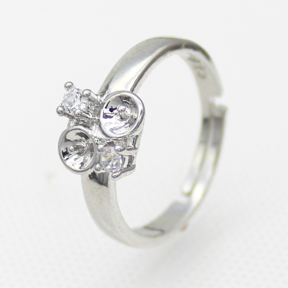 

Wholesale women natural freshwater pearl silver ring, can put two pearls, the ring can be resized (pearl to be purchased separately)