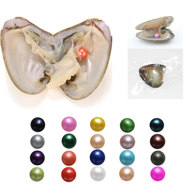 

Wholesale 2018 Natural Pearl 6-7MM Round Pearl in Oysters Akoya Oyster Shell with Colouful Pearls Jewelry By Vacuum Packed Gift Surprise