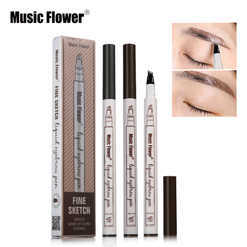 Music Flower Liquid Eyebrow Pen Music Flower 4 heads Eyebrow Enhancer 3 Colors Double Head Eyebrow Enhancer Waterproof DHL Free Shipping-image-413110621