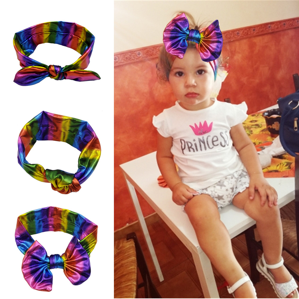 

New PU Material Big Bow baby girl headband Bunny Ear Hairband head band Kids Hair Boutique Knot Children Hair Accessories