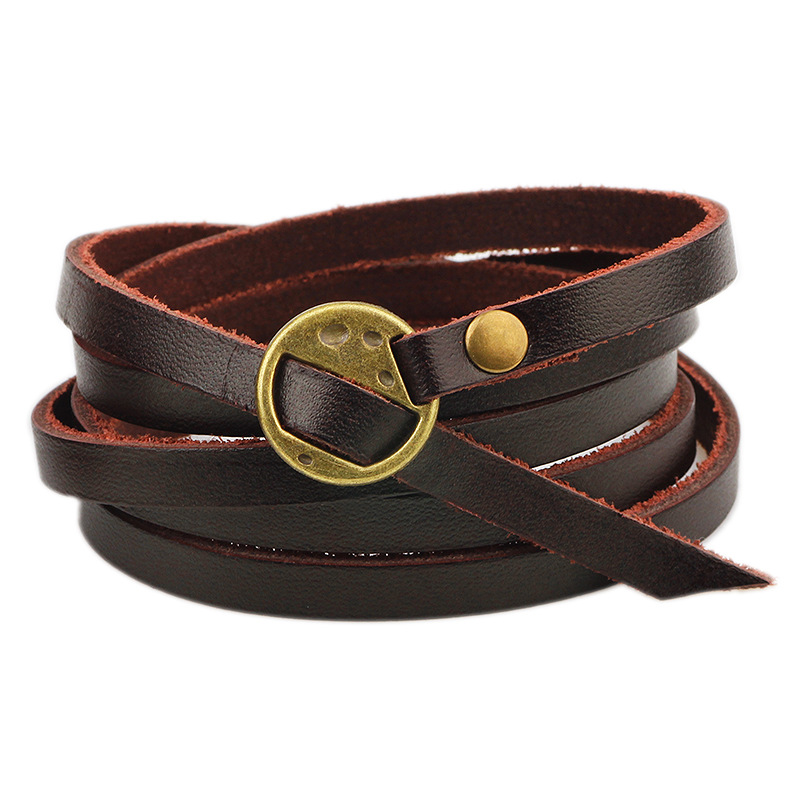 New Fashion Multilayer Leather Bracelets for Women Mens Friend Gift Wristlet Adjustable Bracelet Black Brown Color Wholesale Drop Shipping-image-420564107
