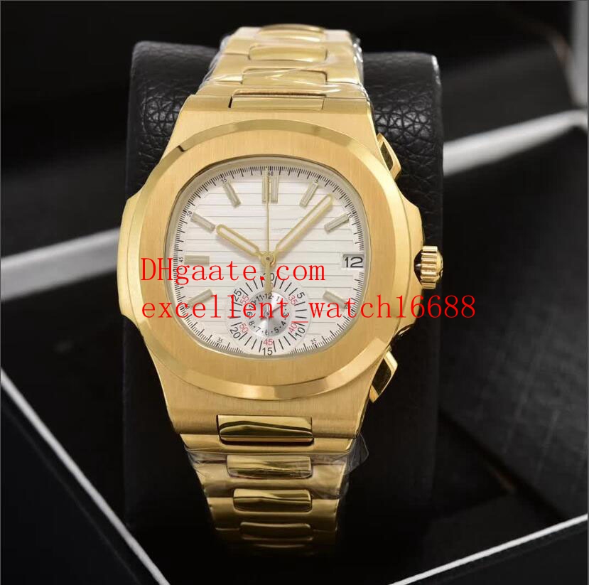 

2018 4 Style watches Luxury 40 mm Nautilus 18k Yellow Gold 5980/1R-001 VK Quartz Chronograph Men's Watch Wristwatch