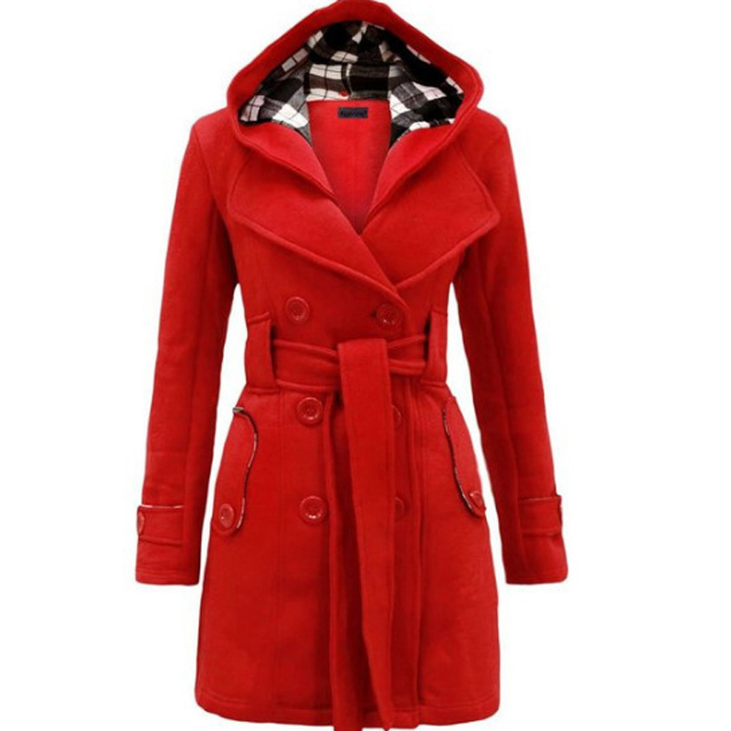 

New Arrival Autumn Winter Style Overcoat Solid Long Sleeve Slash Wool Blend Coat Casual Double Breasted Hooded Jacket Coat KS021, Milkwhite