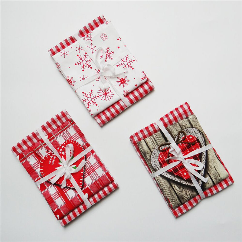 

Christmas gift packaging series cotton fabric printing napkin mat home decor table centerpieces living room decoration