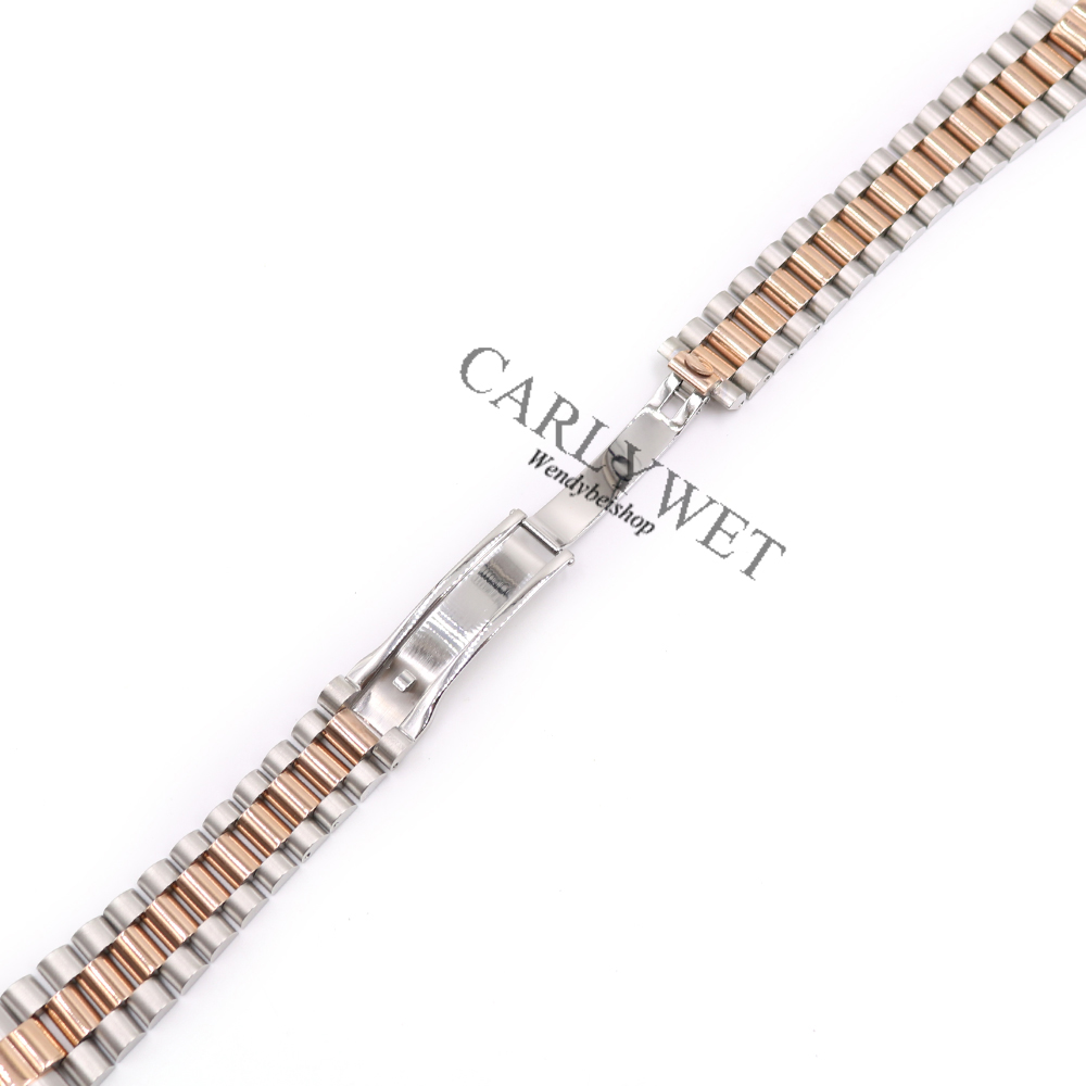 

20mm Silver Middle Gold Solid Curved End Screw Links Stainless Steel Replacement Wrist Watch Band Bracelet Strap For President