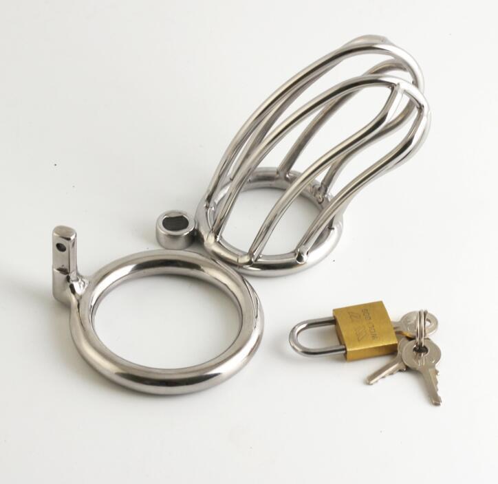 

Stainless Steel Male Chastity Lock Device Restraint Bird Cage Cock locking New #R76