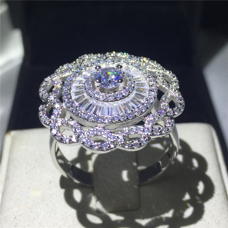 

2018 fashion luxury flower ring, 5A zircon CZ 925 sterling silver the man's wife's engagement anniversary gift.