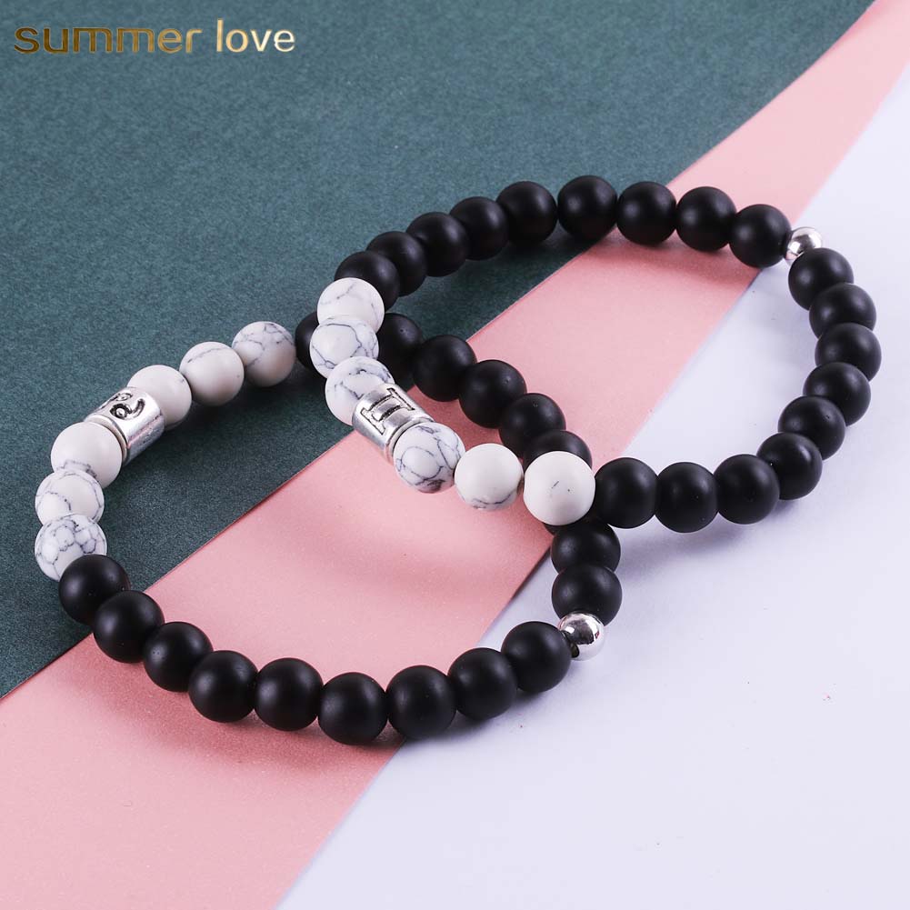 

New fashion 12 constellation matte agate 8mm beaded bracelets for men women white howlite beads scorpio bodhi stretchy bracelet 2018