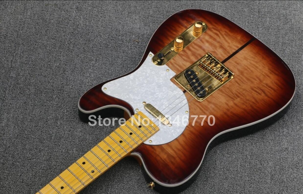 

Merle Haggard Tuff Dog Tele Sunburst Quilted Maple Top Electric Guitar Gold Hardware
