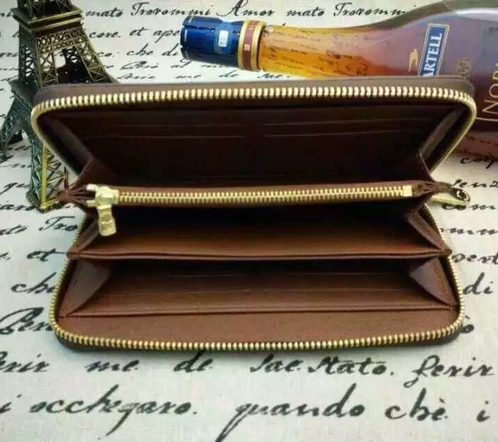 

Designer wallet long for men genuine leather women classic standard wallets man small fashion card holder luxury purse money bag zipper pouch coin pocket zippy, Brown flower