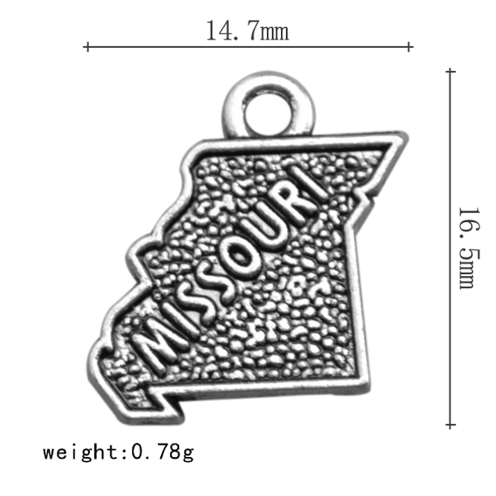 

Zinc Alloy Popular Map Charms Missouri Word Charms For Jewelry Making Fit DIY Bracelet Necklace Key Chain, Bronze;silver
