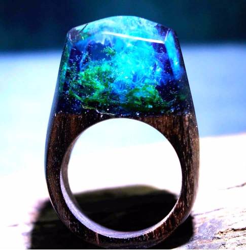 

Wood Resin Ring For Women Male Handmade Wooden Secret Magic Forest Band Men's Jewelry Hip Hop Fashion Punk Wood Rings Men Anel