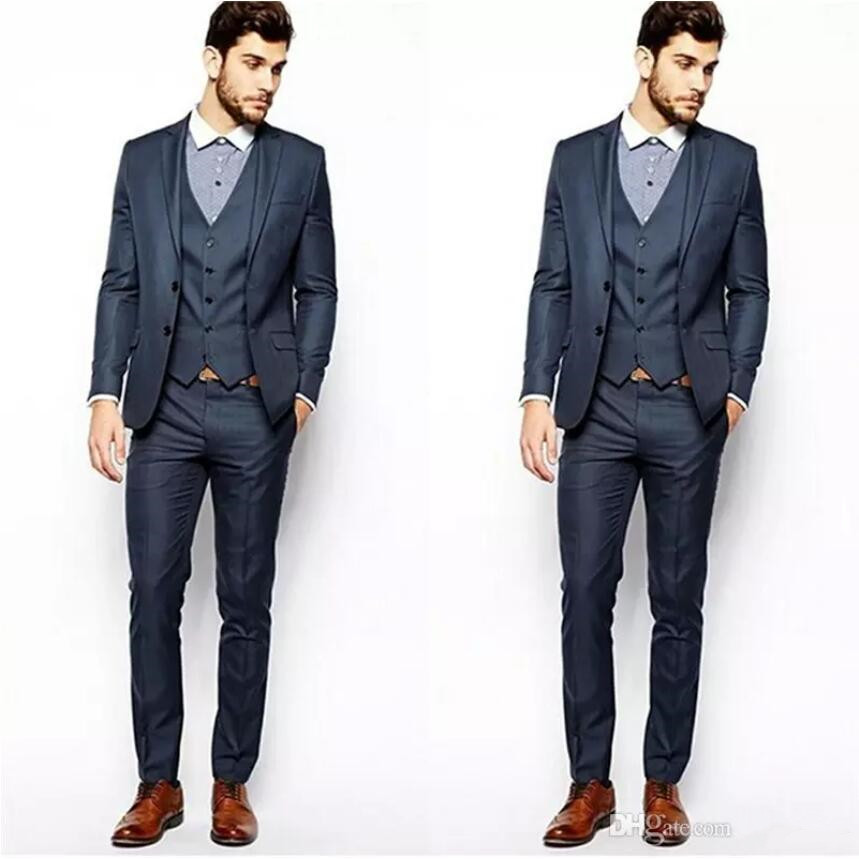 2019 Designer Grey Mens Suit Three Pieces Groom Suit Wedding Suits For Best Men Slim Fit Groom Tuxedos For Man(Jacket+Vest+Pants)