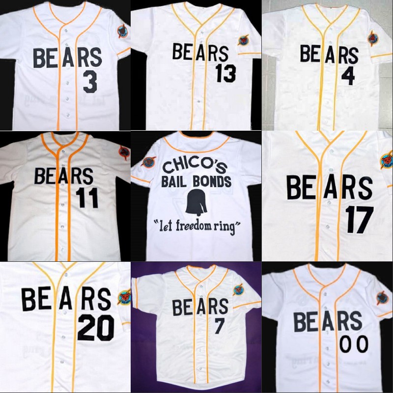 

Bad news BEARS Movie Jersey Button Down White 100% Stitched Custom Baseball Jerseys Any Name Number Free Shipping Wholesale, 13