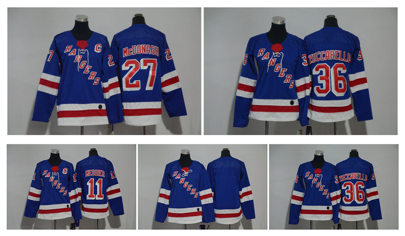 

2018 Women NY New York Rangers Jersey 27 Ryan McDonagh 36 Mats Zuccarello 11 Mark Messier 30 Henrik Lundqvist Stitched Ladies Hockey Jerseys, Green