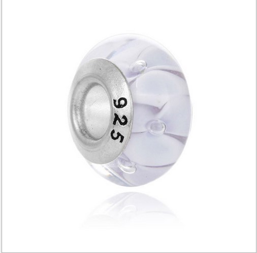 

Light Purple Murano Lampwork Glass Bead 925 Stering Silver Big Hole Loose Beads Fit European Pandora Charms Bracelet & Necklace Diy Jewelry
