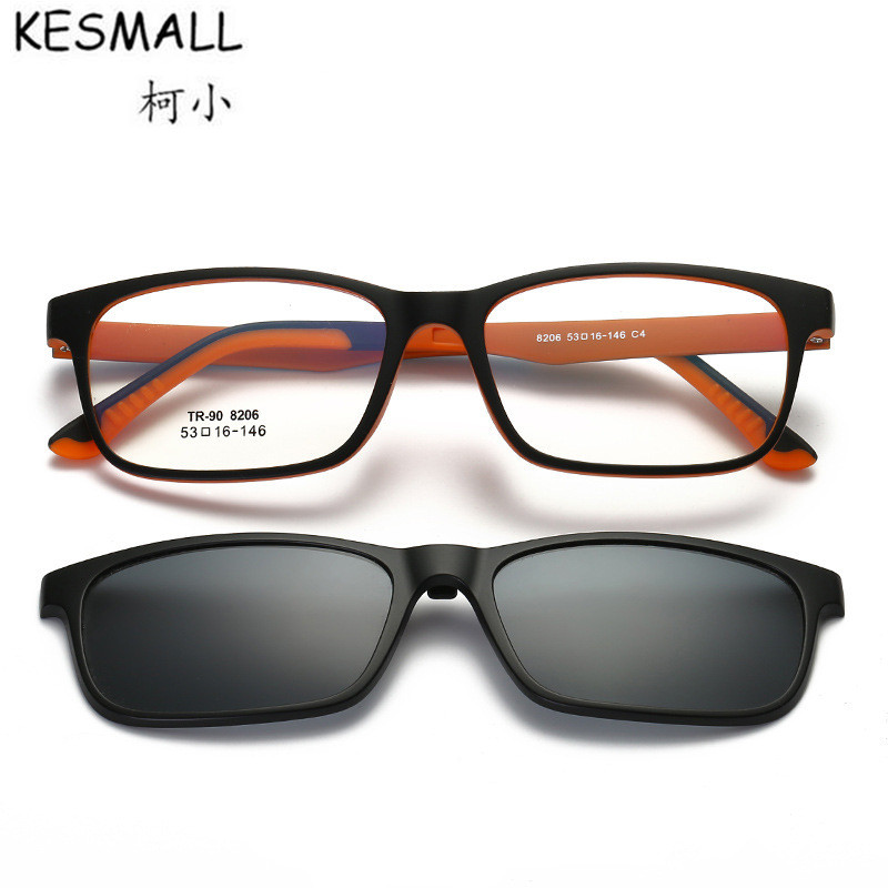 

KESMALL 2018 TR90 Ultralight Retro Sunglasses HD Polarized Clip on Sun Glasses Driving Magnetic Eyewear Oculos UV400 BY398
