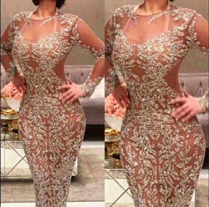 

Evening dress Yousef aljasmi Kim kardashian And O-Neck Long sleeve Beaded Sheath Almoda gianninaazar ZuhLair murad Ziadnakad, Same with picture