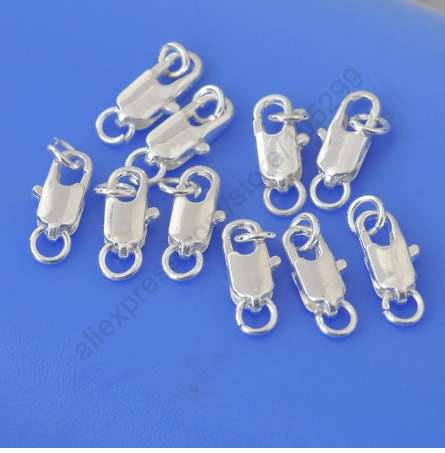 Design Jewelry Findings 50PCS Genuine Real 925 Sterling Silver Lobster Clasps For Necklace Bracelet With Opening 2 Jump Rings